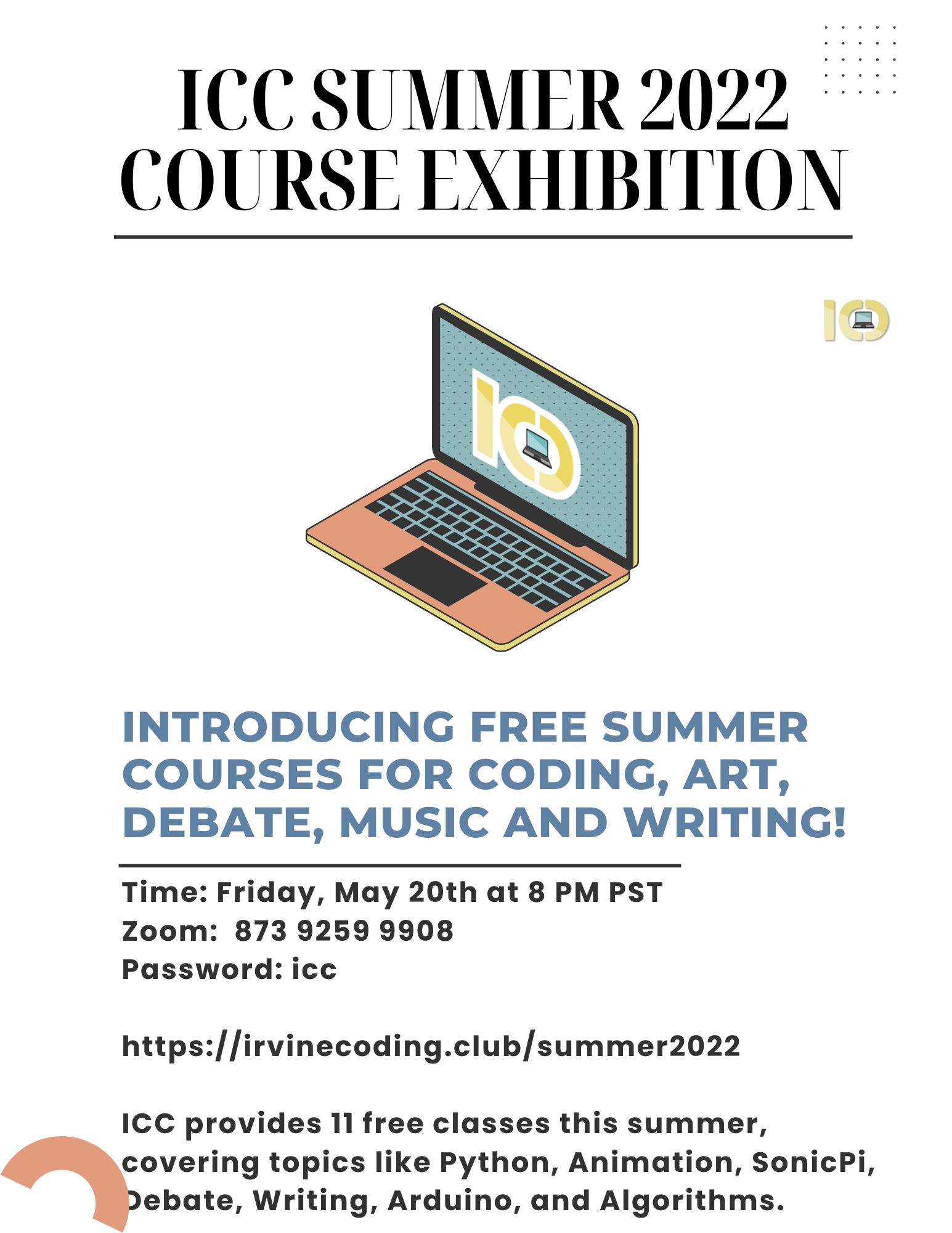 Register for FREE ICC Summer 2022 Classes Inspire Coding Club